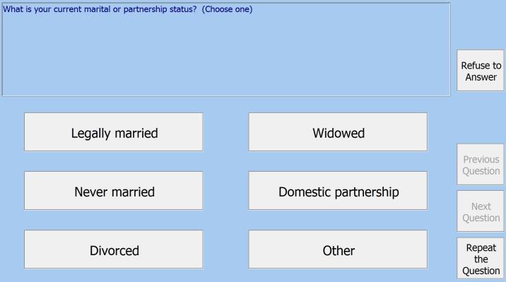 Sample ACASI screen with color options
