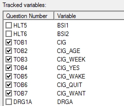 Preview Mode: Tracked Variables selection box