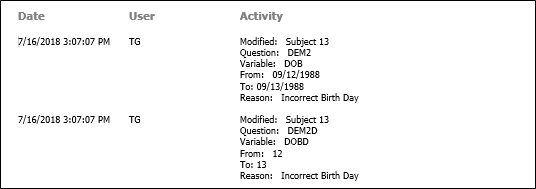 Data Corrections Log Sample